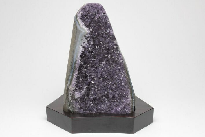 Amethyst Cluster With Wood Base - Uruguay #200009